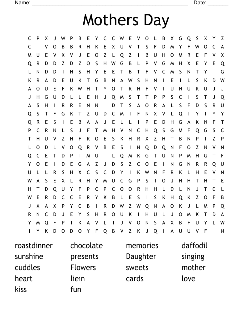 Mothers Day Word Search