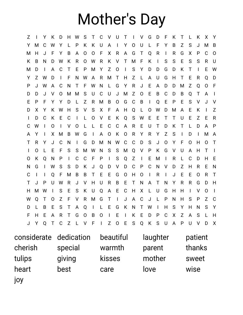 Mother's Day Word Search
