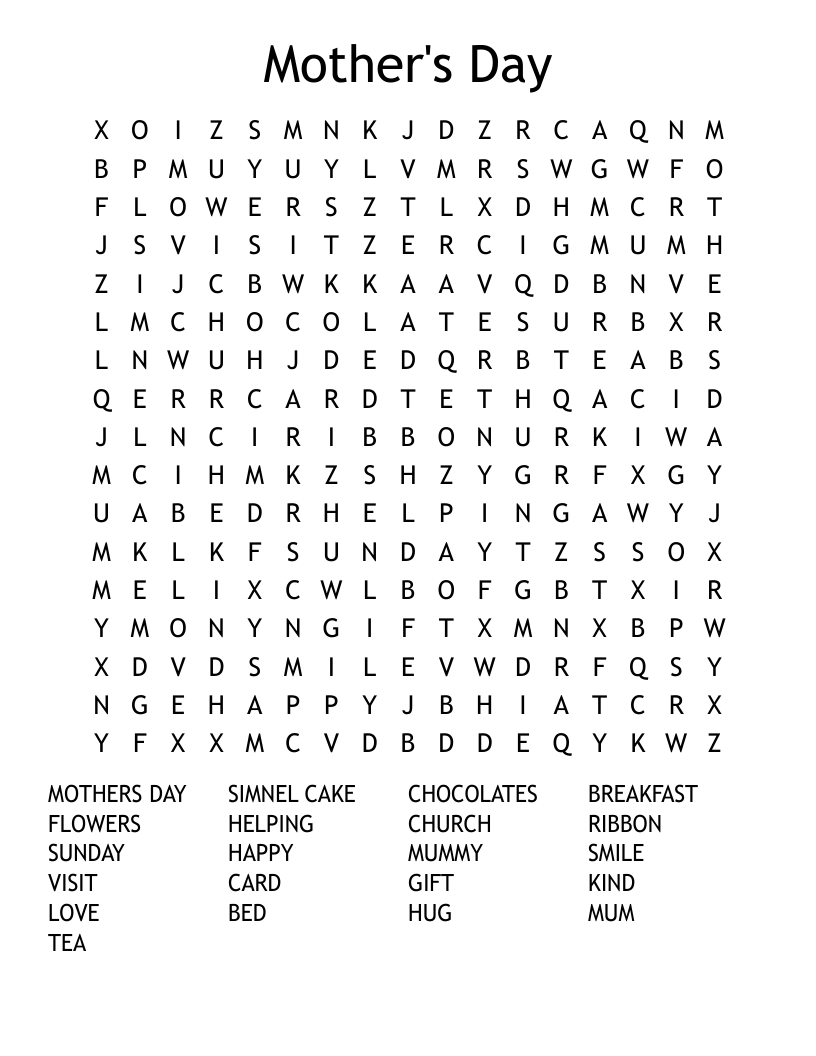 Mother's Day Word Search