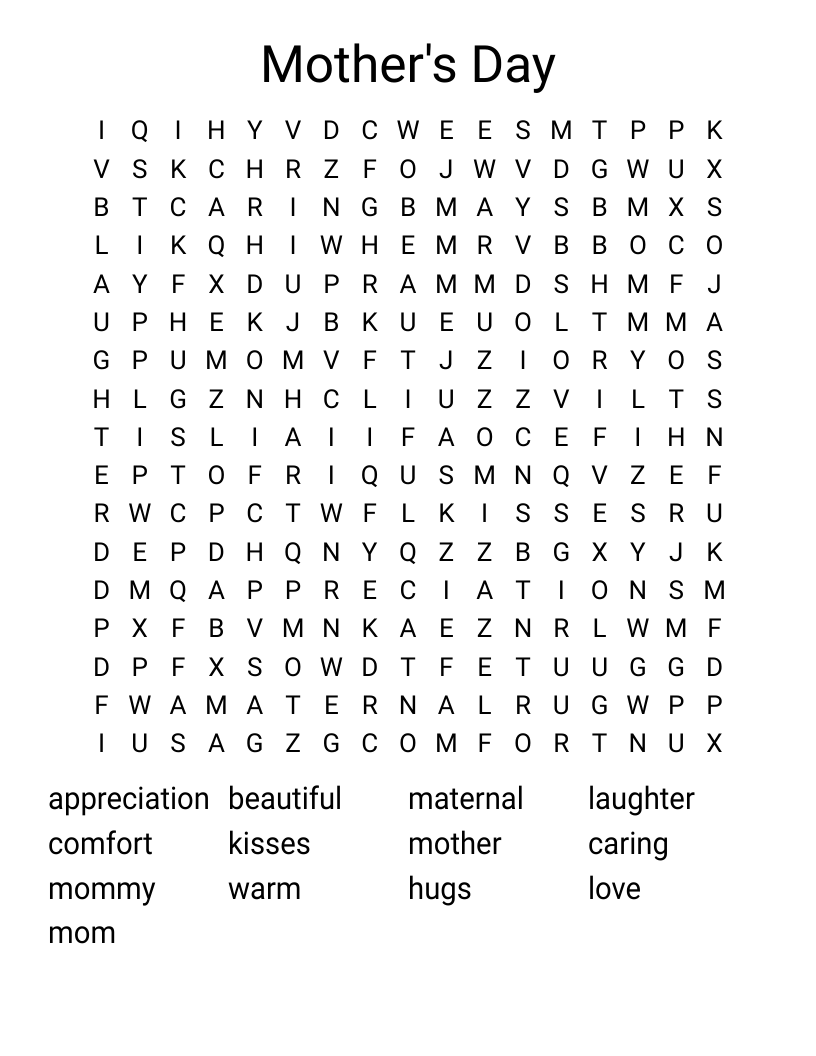 Mother's Day Word Search