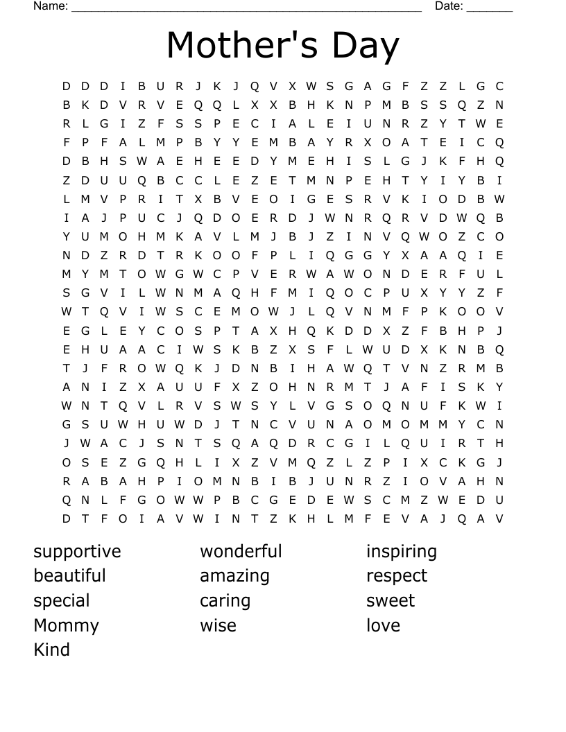 Mother's Day Word Search