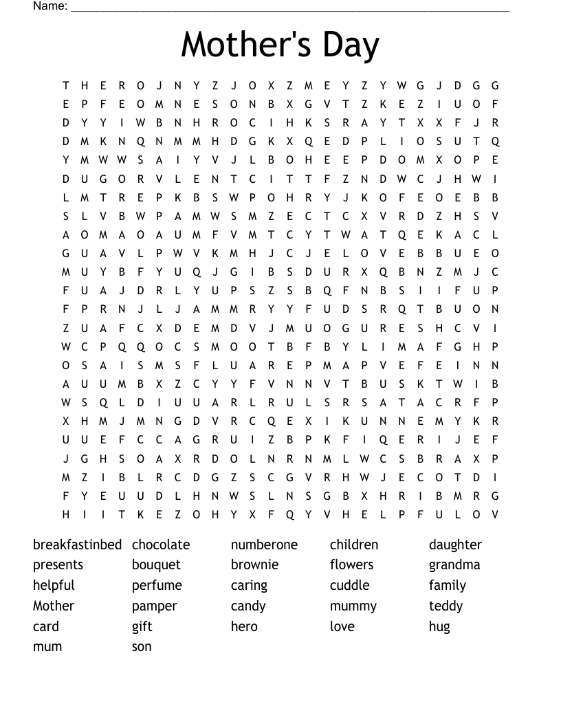 Mother's Day Word Search