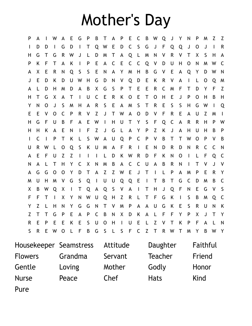Mother's Day Word Search