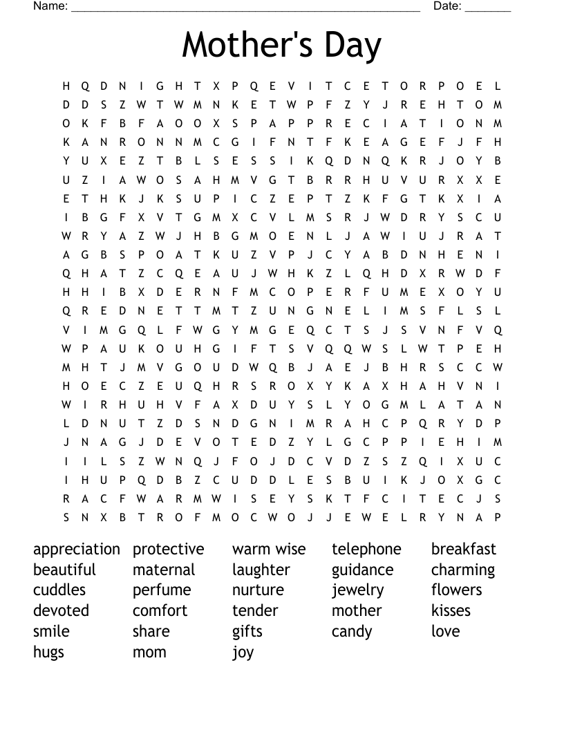 Mother's Day Word Search