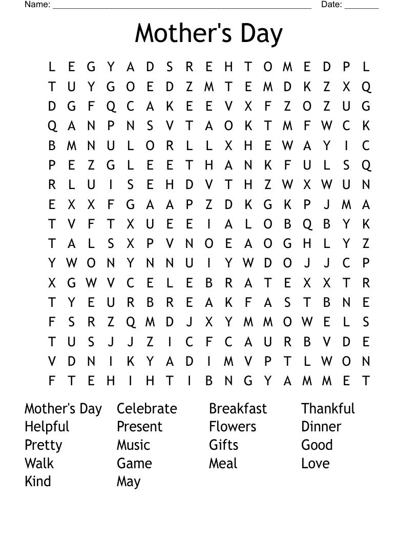 Mother's Day Word Search