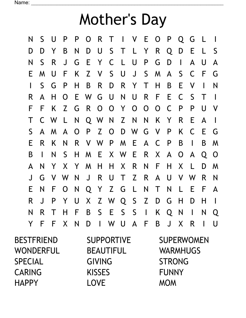 Mother's Day Word Search