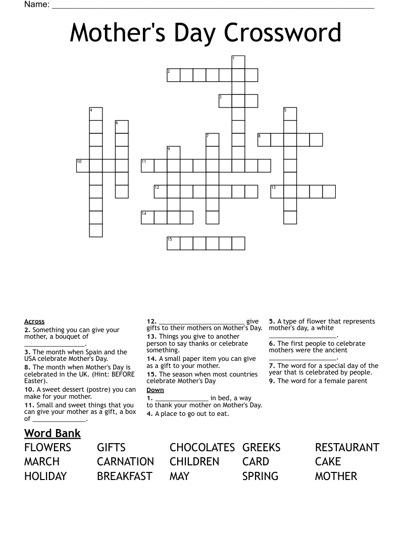 Mother's Day Crossword