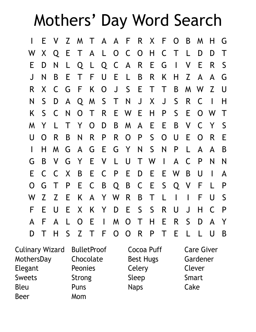 Mothers’ Day Word Search
