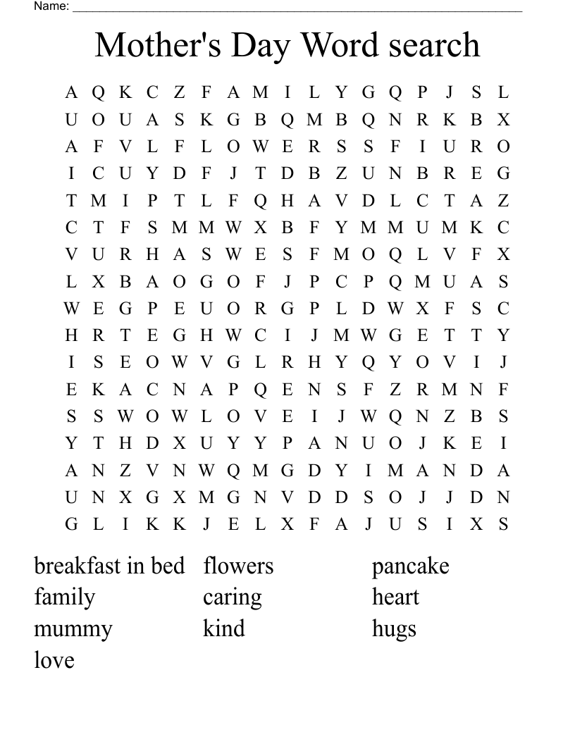 Mother's Day Word search