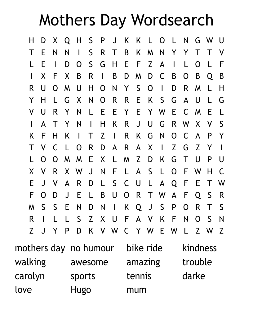 Mothers Day Wordsearch