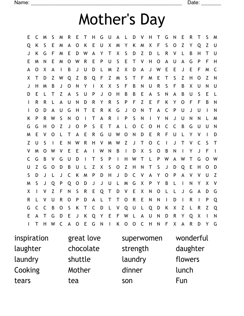 Mother's Day  Word Search