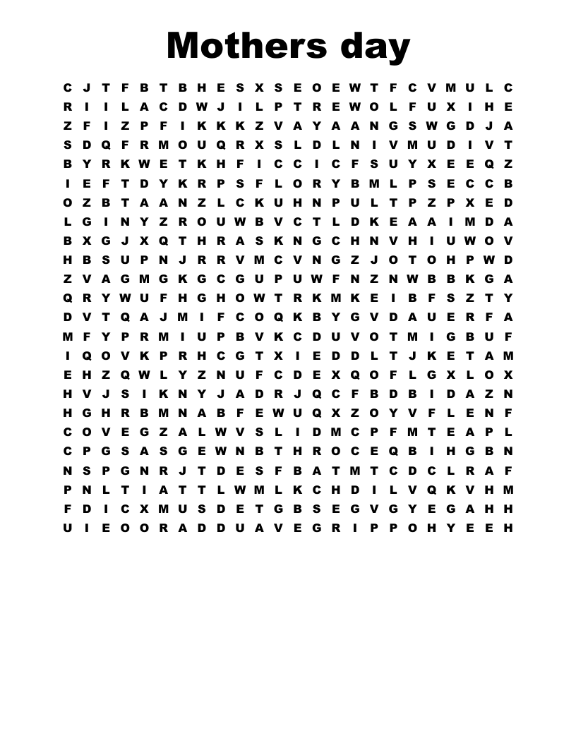 Mothers day Word Search