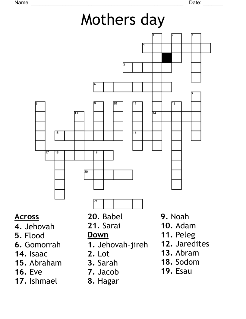 Mothers day Crossword