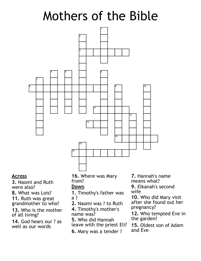 Mothers of the Bible Crossword