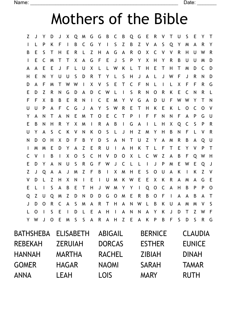 Mothers of the Bible Word Search