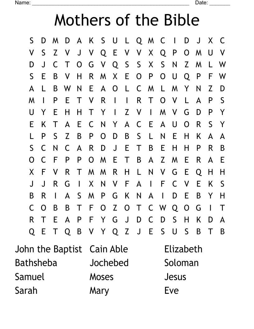 Mothers of the Bible Word Search