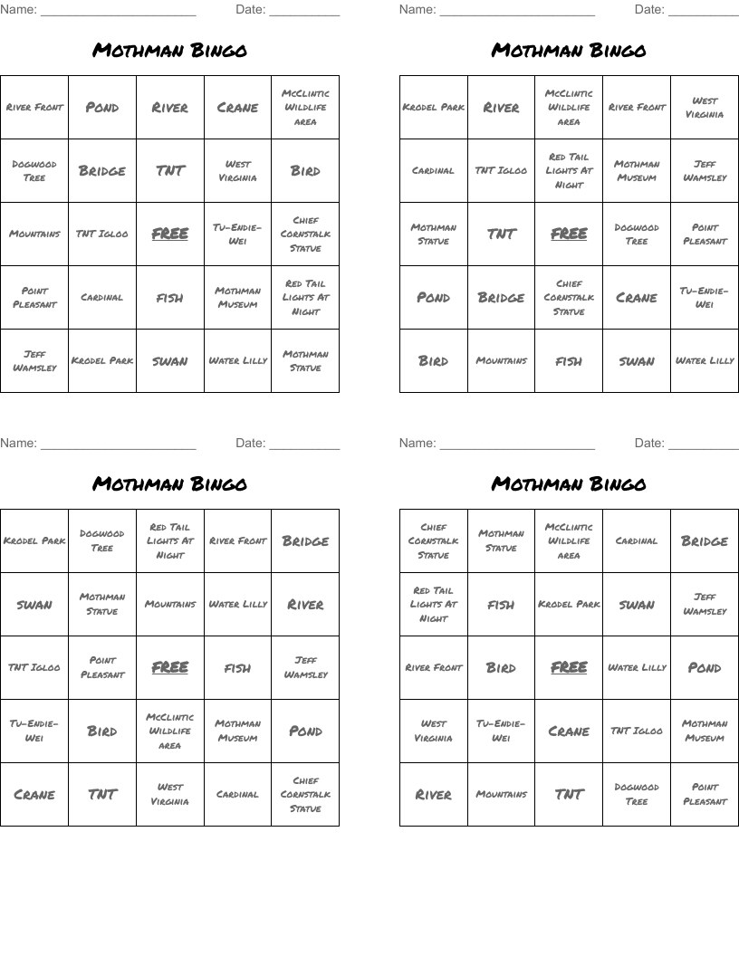Mothman Bingo
