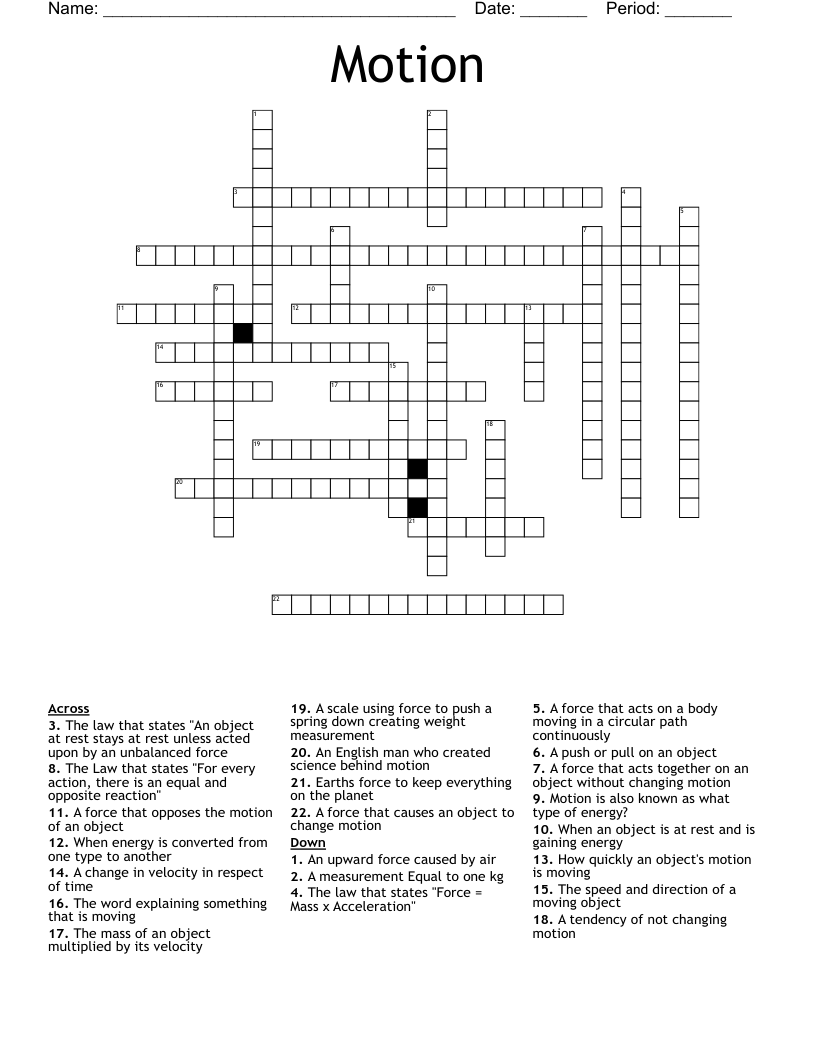 Motion Crossword