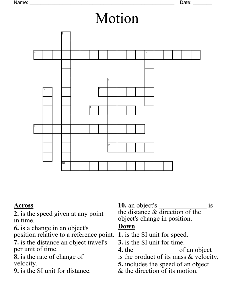 Motion Crossword