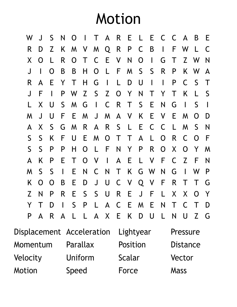Motion Word Search