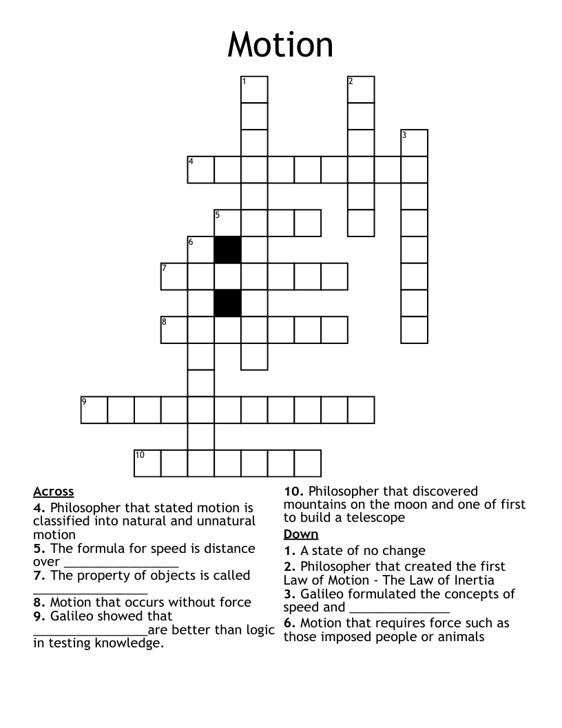 Motion Crossword
