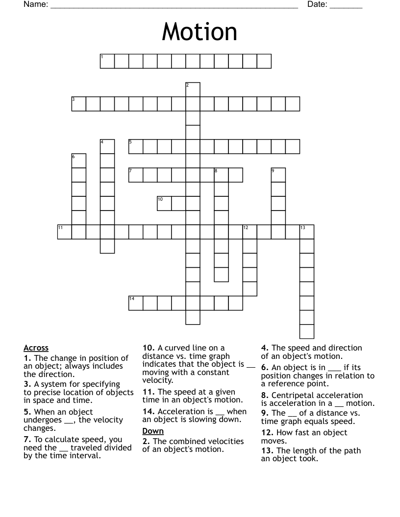 Motion Crossword