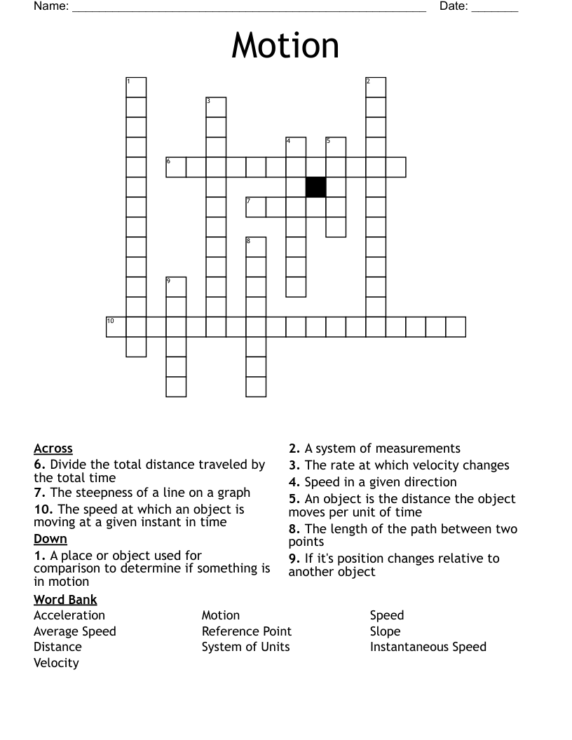 Motion Crossword