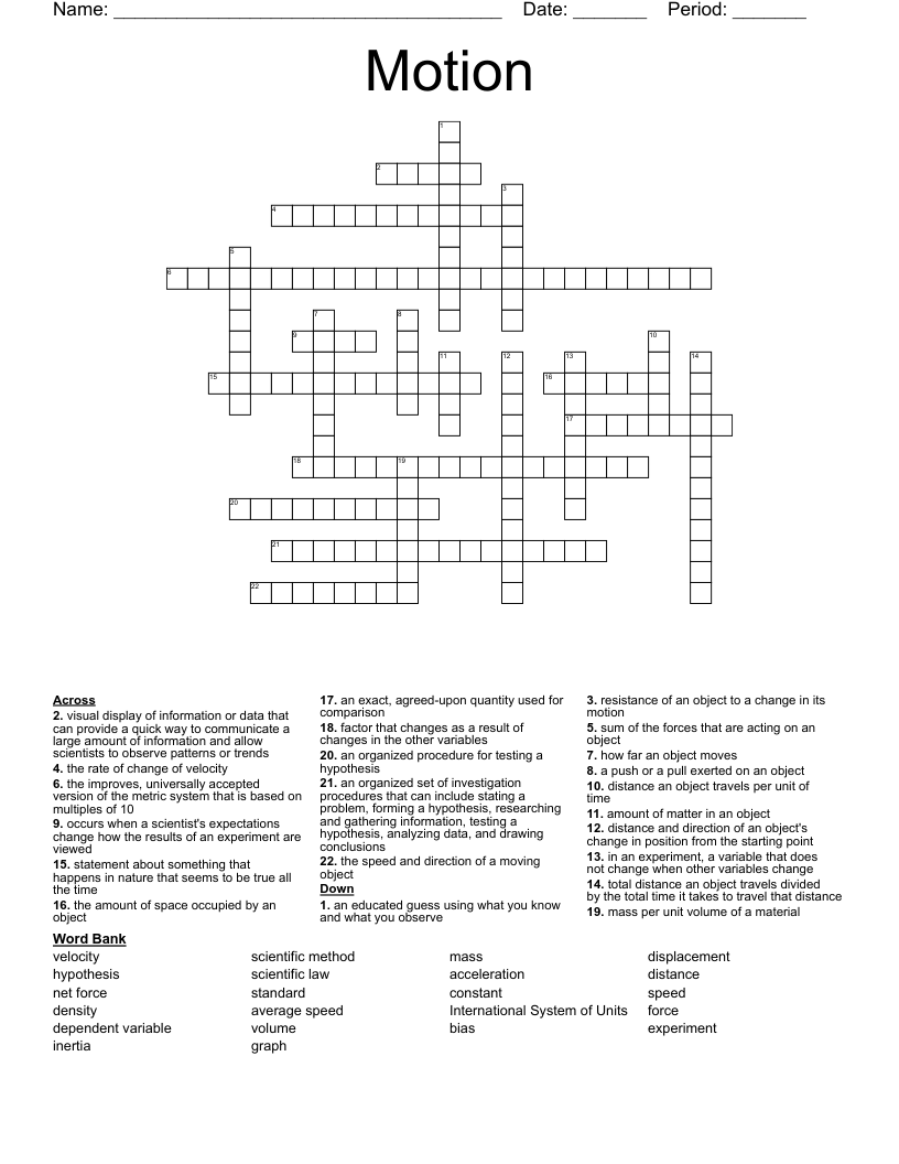 Motion Crossword