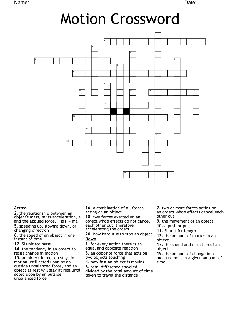Motion Crossword