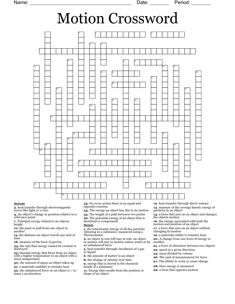 Motion Crossword