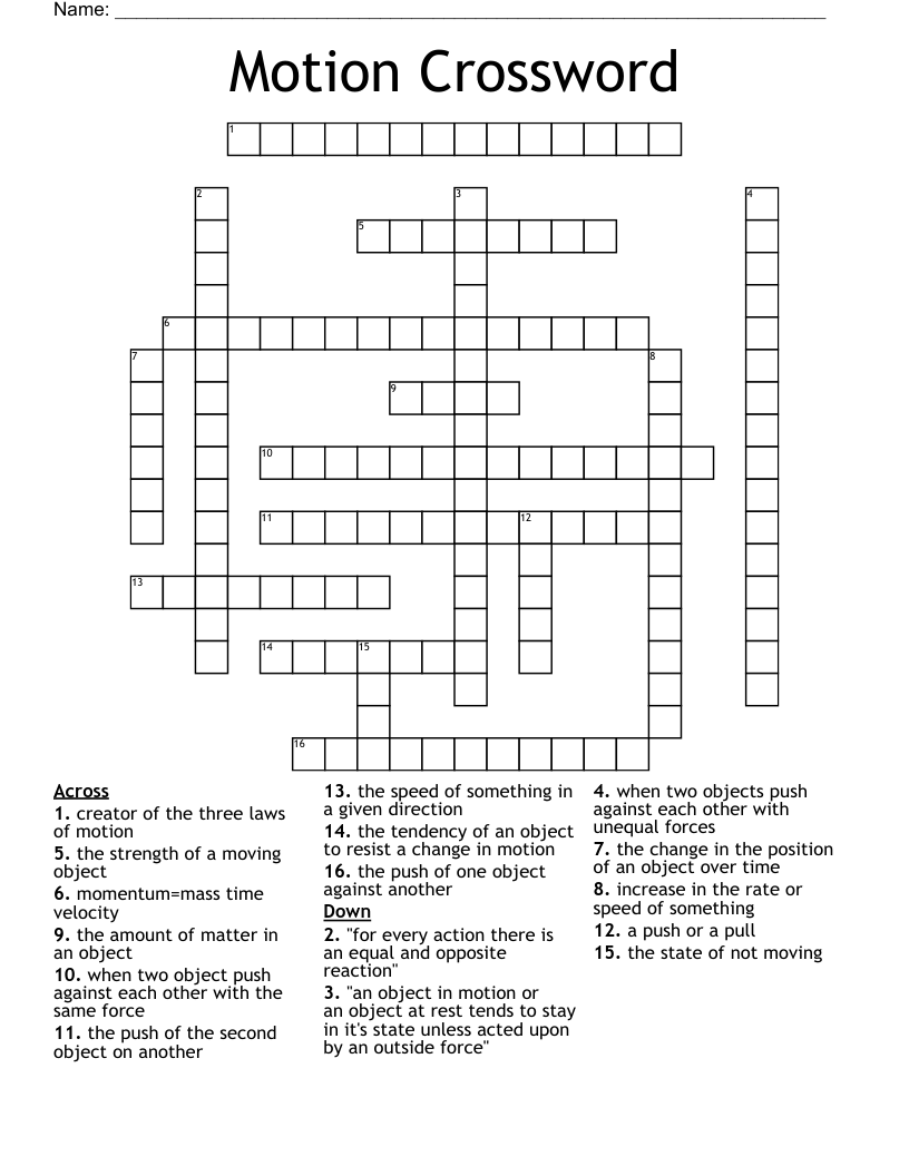 Motion Crossword