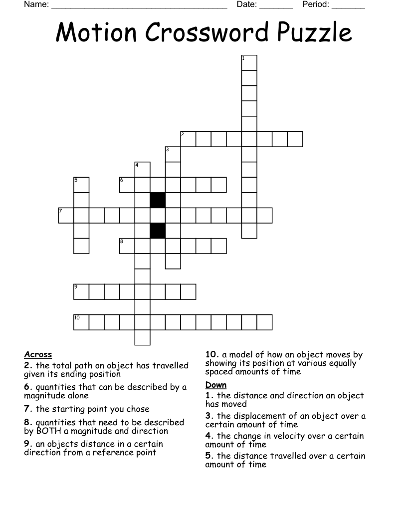 Motion Crossword Puzzle
