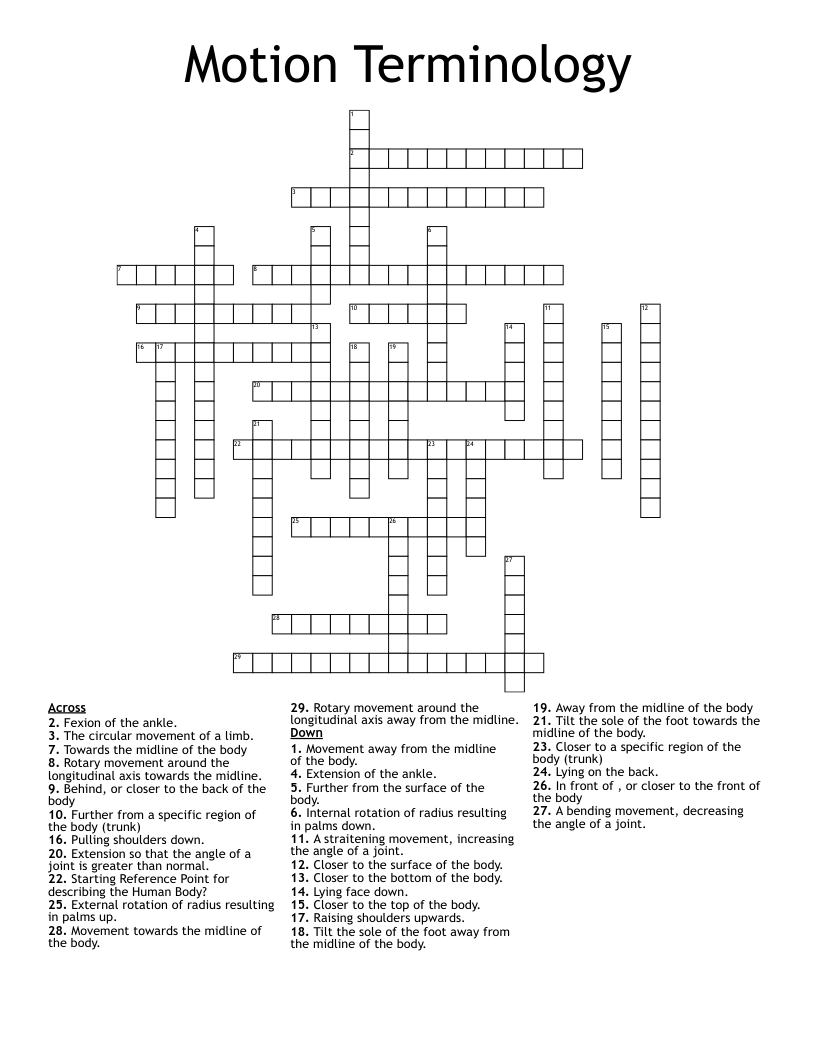 Motion Terminology Crossword