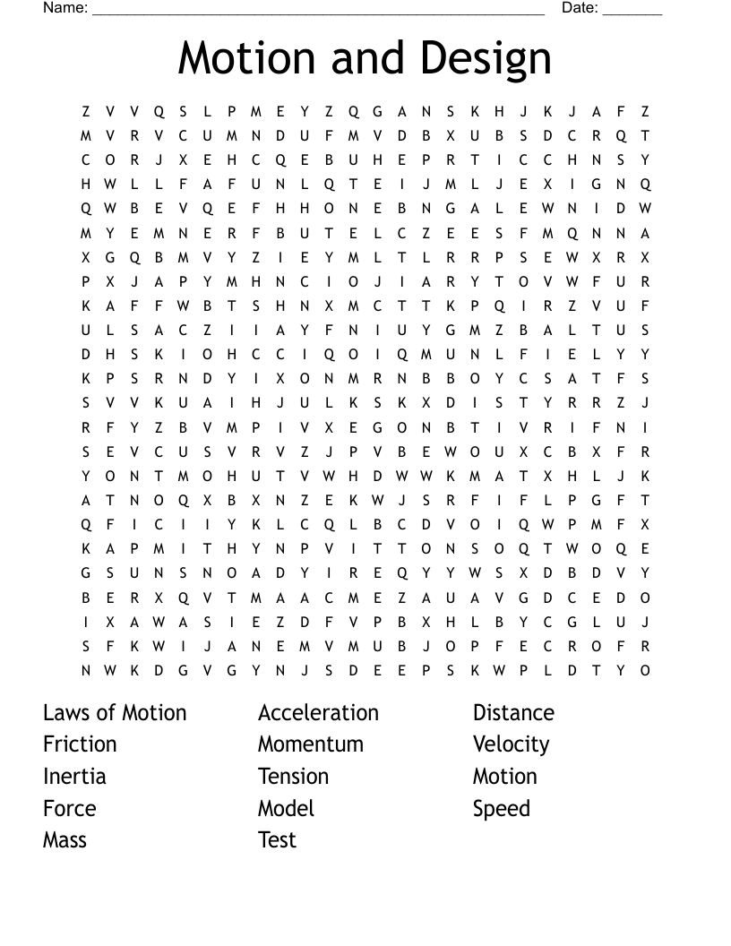 Motion and Design Word Search