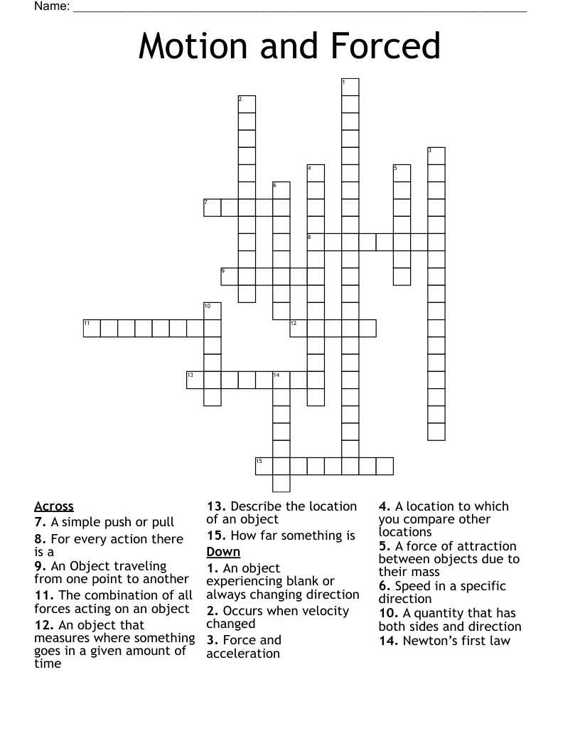 Motion and Forced Crossword