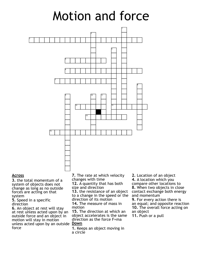 Motion and force  Crossword