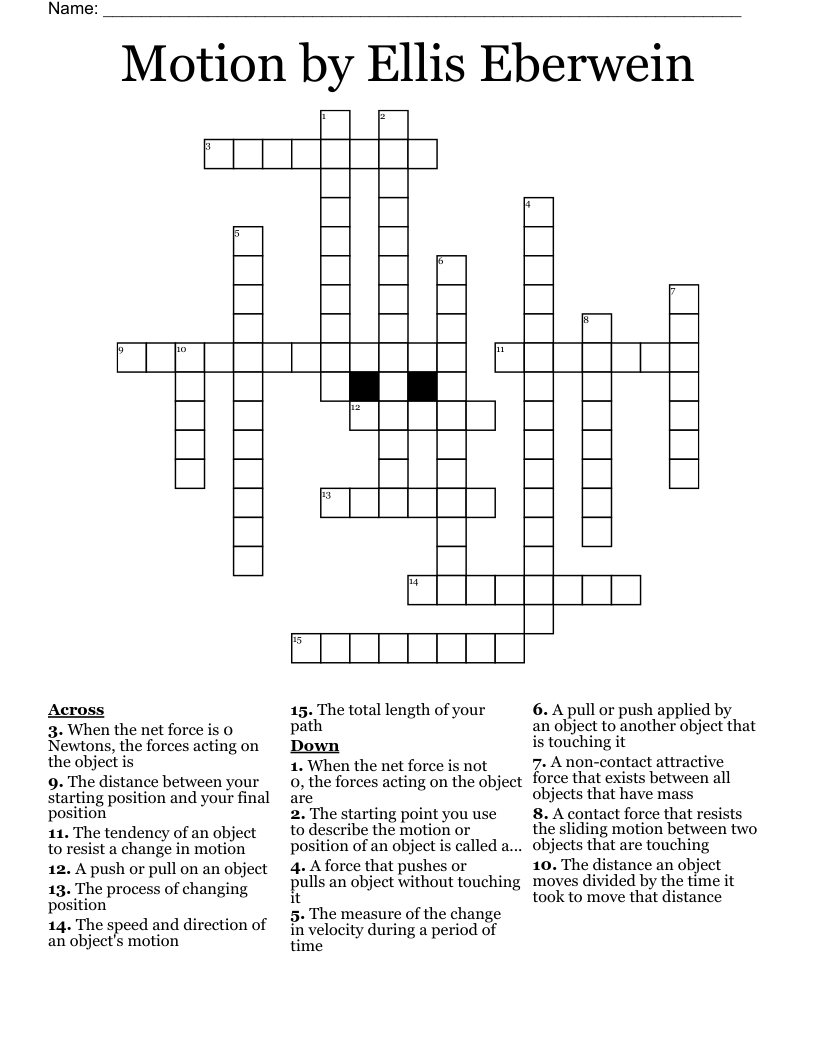 Motion by Ellis Eberwein Crossword