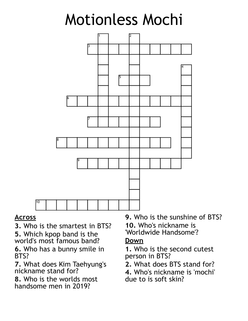 Motionless Mochi Crossword