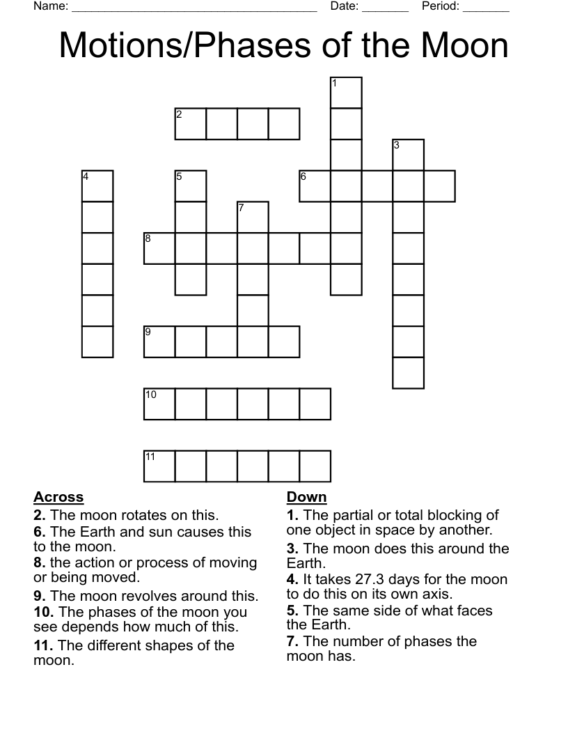 Motions/Phases of the Moon Crossword