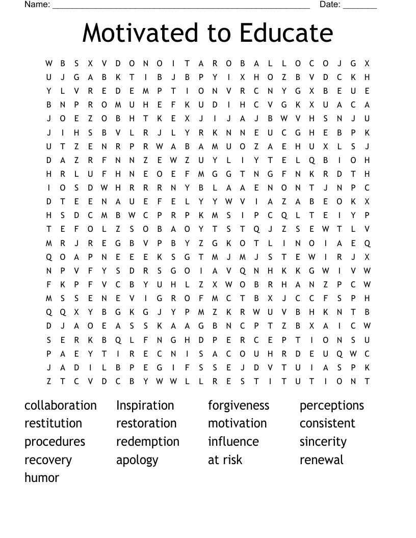 Motivated to Educate Word Search