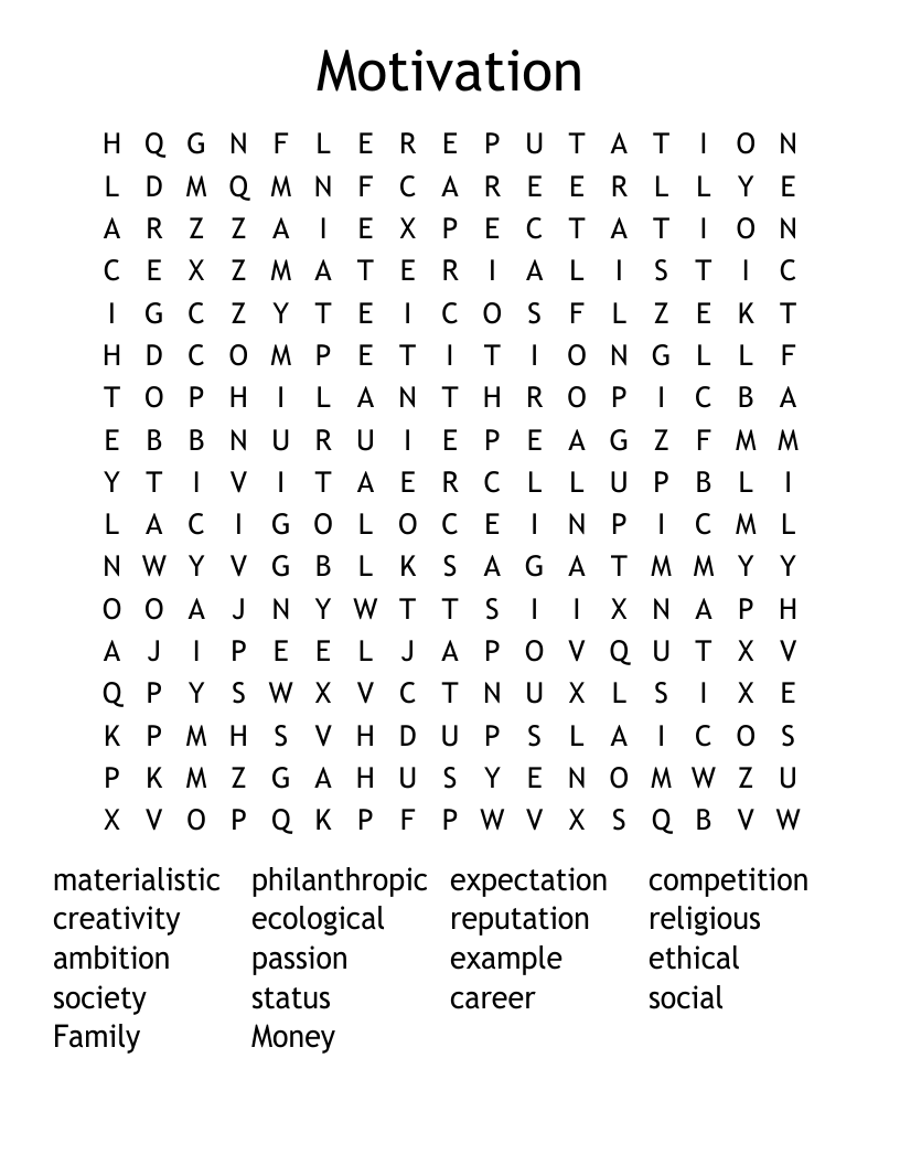 Motivation Word Search