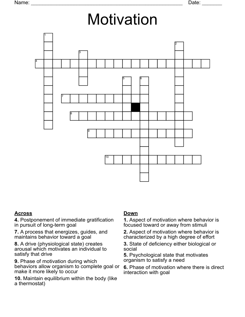 Motivation Crossword