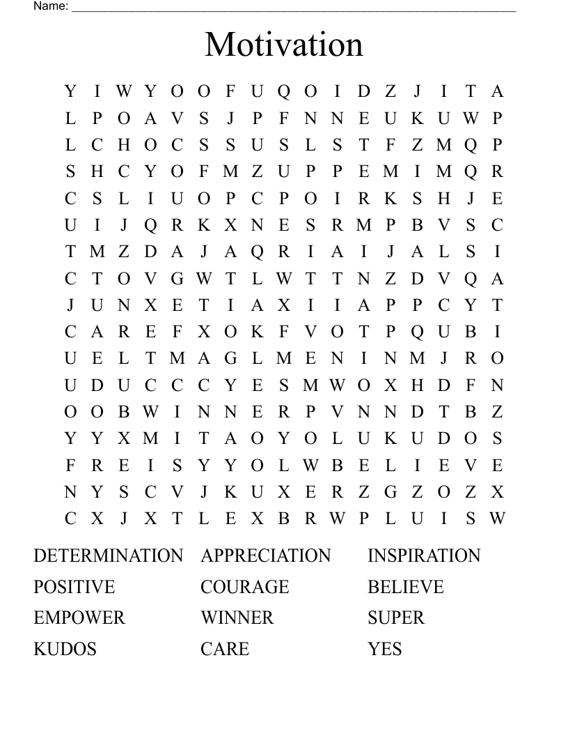 Motivation Word Search
