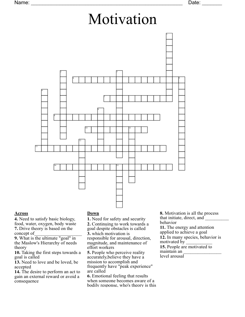 Motivation  Crossword