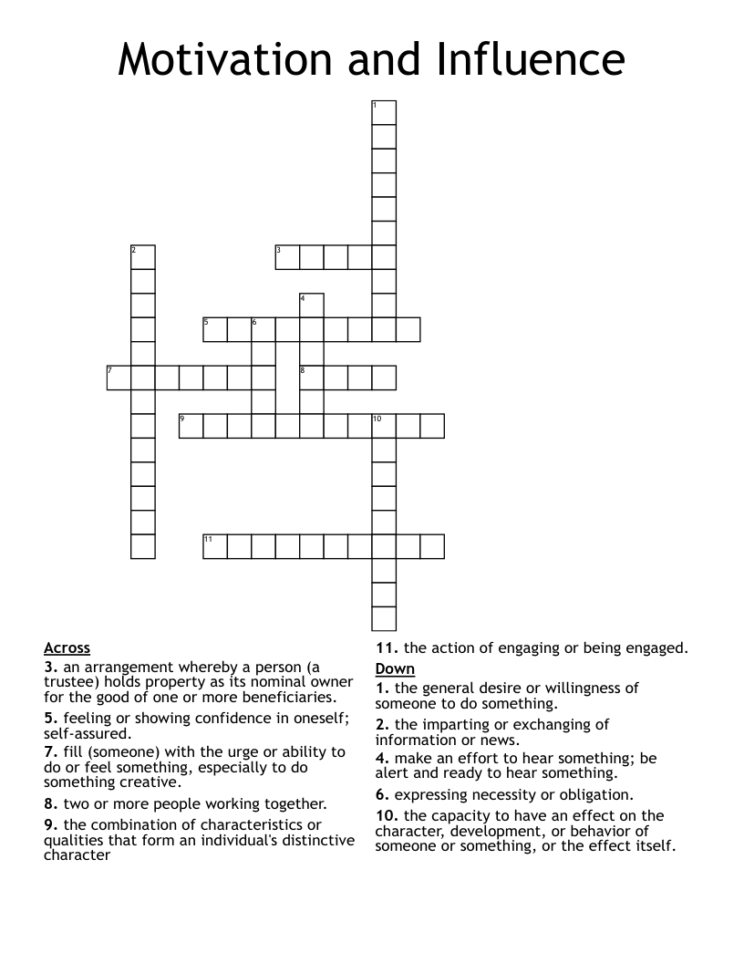 Motivation and Influence       Crossword