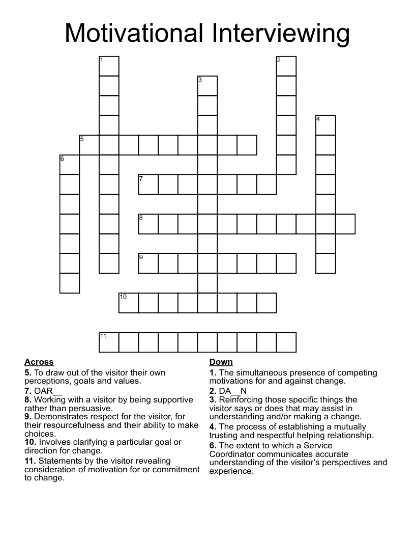 Motivational Interviewing Crossword