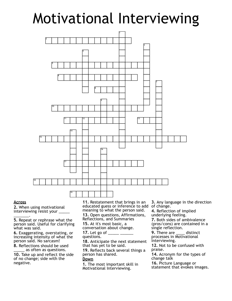Motivational Interviewing  Crossword