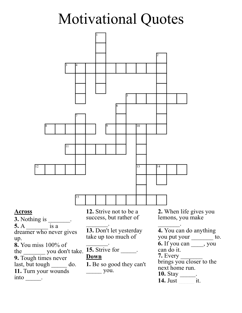 Motivational Quotes  Crossword