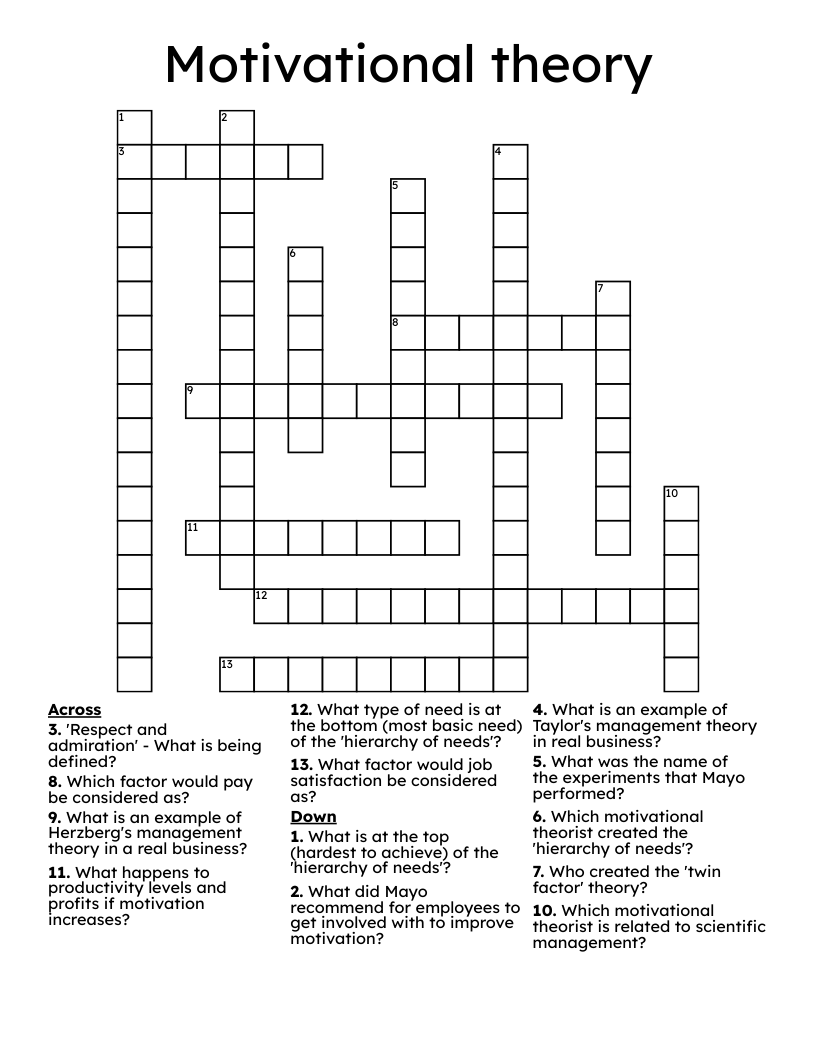 Motivational theory  Crossword