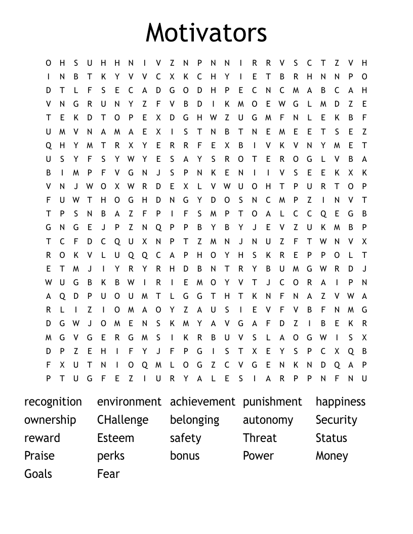 Motivators Word Search